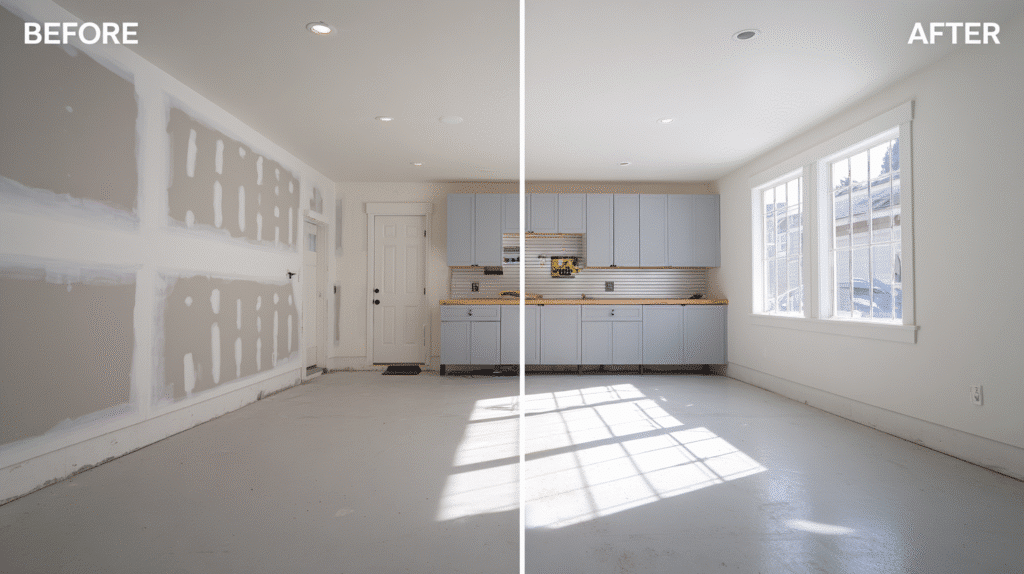 Finished interior space under natural light